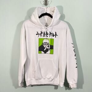 Naruto Shippuden Men's White Graphics Pullover Hoodie Size S